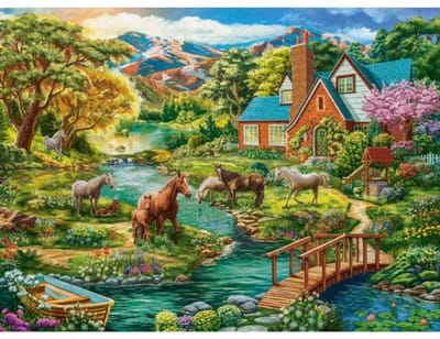 Castorland puzzel idyllisch huis paarden - 2000 stukjes legpuzzel.