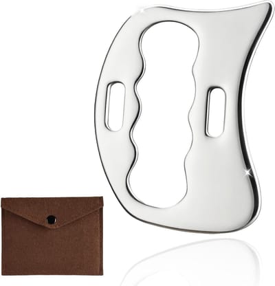 Stainless Steel Gua Sha Scraper met Opbergtas voor Lymfedrainage, Celulitisbehandeling en Spierontspanning voor Gezicht, Nek, Rug en Benen
