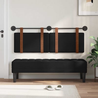 vidaXL - Hangend - hoofdbord - Effen - Zwart - 130 - x - 55 - x - 5 - cm - Antiek - PU