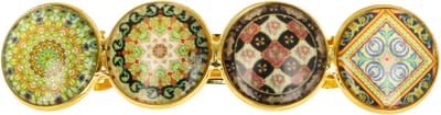 Haarsoires Haarspeld Patentspeld 8cm - Cirkel – Vintage Patroon – Crème Bruin Groen - Haarspelden voor Dames - Haarklem - Haarclip - Haaraccessoires - Hair Clip - Decoratieve Haaraccessoire