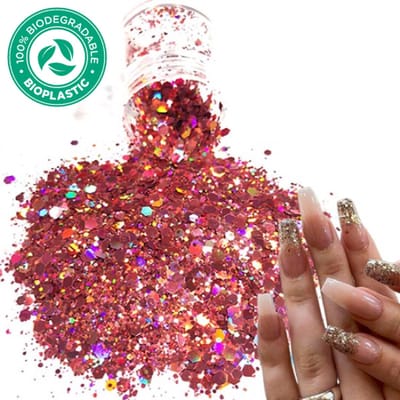 Chunky Glitters (Rose Goud) [Volume 8g - Festival Glitter Outfit Nagel Decoratie Versiering - Manicure Kunstnagels Nepnagels Acryl Nagels - Kinderen Volwassenen Dames Glitters]