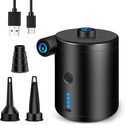 Mini luchtpomp – 4000mAh, 3 mondstukken, camping