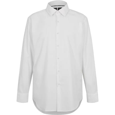 Hugo Boss Herenoverhemd met lange mouwen, model P Hank Oxford, met Kent-kraag (Wit)