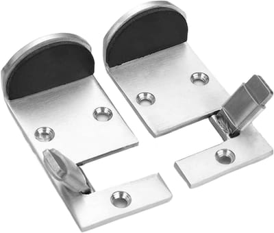 Vloer Deurstopper - Deurwig Set - Voorkomt Dichtslaan - Roestvrij Staal - 2 Stuks - Zilverkleurig