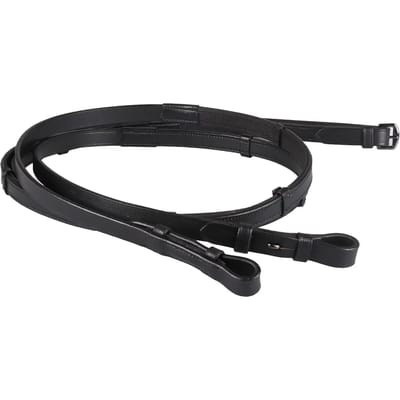 Qhp Teugel eenzijdig anti-slip met stops Black - Full | Zwart | Teugels paard