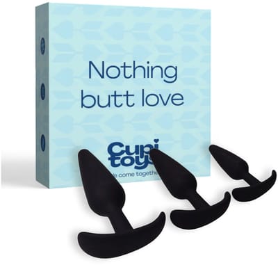 Cupitoys® Siliconen buttplug set van 3 - Anker - Zwart - Sex toys voor vrouwen - Sex toys voor mannen - Buttplugs