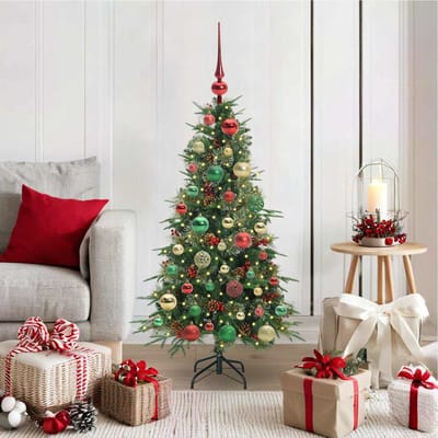 vidaXL - Kunstmatige - Hinged - Kerstboom - met - 150 - LED - Groen - 120 - cm - PE - en - PVC