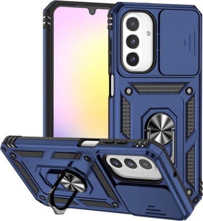 Coverup Hoesje - Geschikt voor Samsung Galaxy A17 / A26 Hoesje - Coverup Armor Ring Kickstand Back Cover met Camera Shield - Blauw