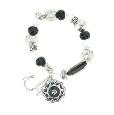 Behave - elastische armband - zwart zilverkleur - trendy detail