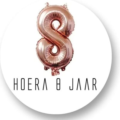 20x Traktatie stickers Folieballon 8 Jaar - Verjaardag stickers - Rose Gold - Folie Ballon - Sluitstickers - Kinderfeest Traktatie - Uitdelen - Uitdeeltraktatie - Wensetiket - Rond - 40mm - Glossy sticker