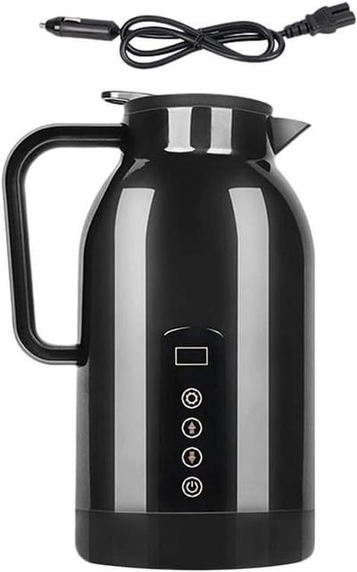 Draagbare Auto Waterkoker - Elektrische Boiler - Reizen Drinken - Dubbele Voltage Schakeling - 1200 ml - Zwart