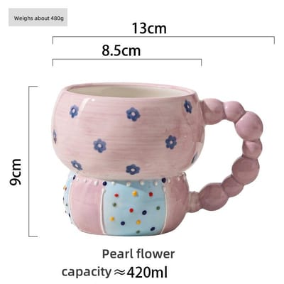 Keramische Kop Zoete Mok Hoge Kleurwaarde Koffiekop Huishoudelijke Kop Creatieve Ontbijtkop Melk Koffie Thee Vruchtensap Havermout Waterkop 420ml gray