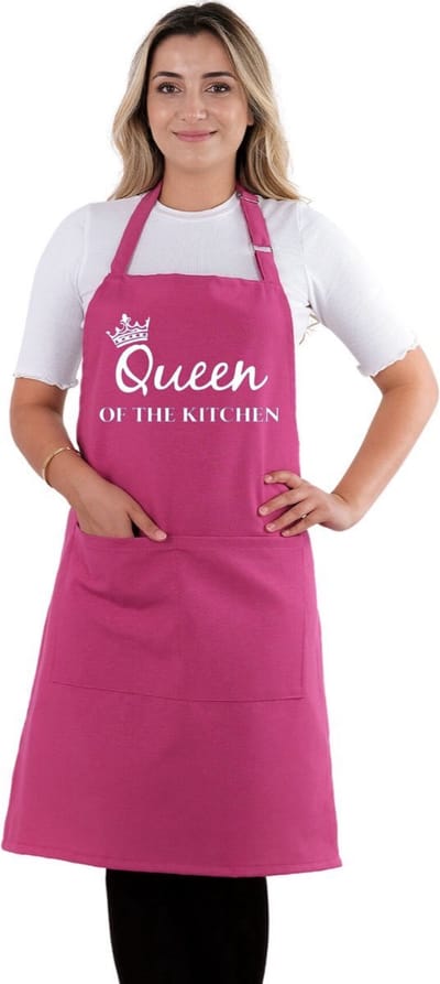 Royal Simple Keukenschort - Fuchsia - 60 x 80 cm - Queen of The Kitchen - Verstelbaar Keukenschort Dames - Horecakwaliteit