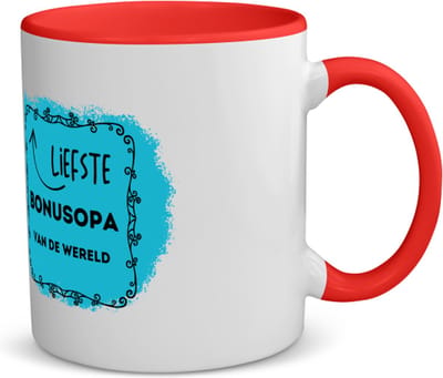 Akyol - liefste bonusopa van de wereld koffiemok - theemok - rood - Opa - de liefste bonusopa - verjaardag - cadeautje voor opa - opa artikelen - kado - geschenk - 350 ML inhoud
