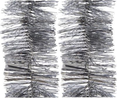 4x decoris kerstslinger-guirlande - zilver - glanzend lametta - 270 cm