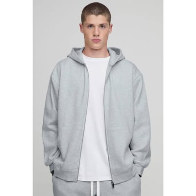 Basic oversized hoodie met ritssluiting | Grey Marl | Size Small