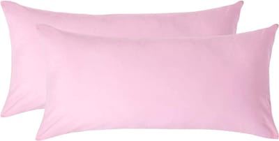 Homescapes Kussensloop 40x80 cm Set van 2 – Roze – 100% Egyptisch Perkal Katoen – 200 TC