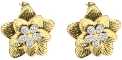 Oorbellen bloemvorm - RVS - goudkleurig - 2,5 cm - dames