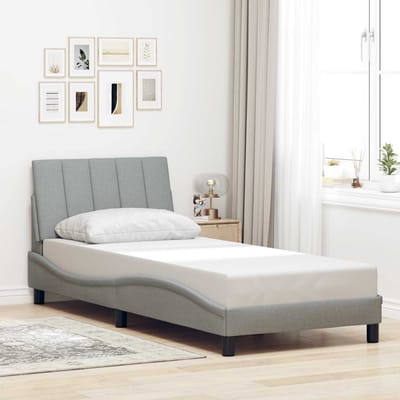 vidaXL - Bedframe - zonder - matras - "Hanko" - 90x200 - cm - stof - lichtgrijs