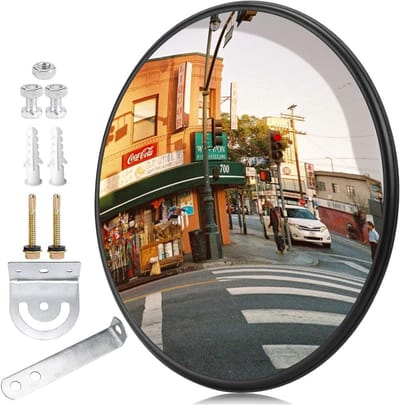 Dailygoods- Verkeersspiegel 30 cm - Convexspiegel - Groothoeklens - Verstelbaar - Veiligheid - Onbreekbaar materiaal - Veiligheidsspiegel