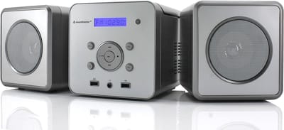 Muziek Systeem - Compact Stereo - Thuis Luisteren - Bluetooth Connectie - 22 x 14 x 14.5 cm - Zilverkleurig