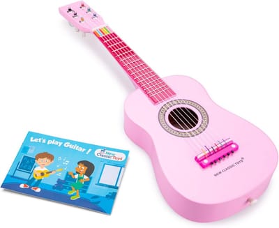 Houten Gitaar - Speelgoedinstrument - Muzikale Creativiteit - Bevordert Hand-Oogcoördinatie - N.v.t. - Roze