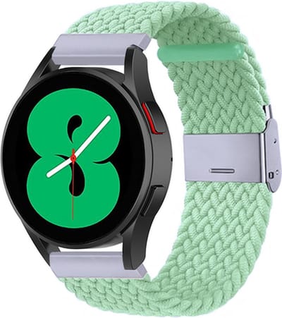 By Qubix - Braided nylon bandje 20mm - Lichtgroen - Geschikt voor Samsung Galaxy Watch 7 (40 & 44mm) - Galaxy Watch FE - Galaxy Watch 6 - Galaxy Watch 6 Pro - Galaxy Watch 5 - 5 Pro - Galaxy Watch 4 - 4 Classic - Active 2 - Watch 3 (41mm)