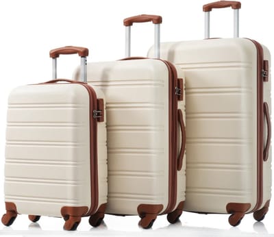 Mygroot - Kofferset - 3-delig - Complete Set - Koffer - Handbagage 35L + 65L en 90L Ruimbagage - Cream Wit