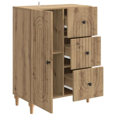 vidaXL - Dressoir - Artisanaal - eiken - 66 - x - 34,5 - x - 90 - cm - Bewerkt - hout
