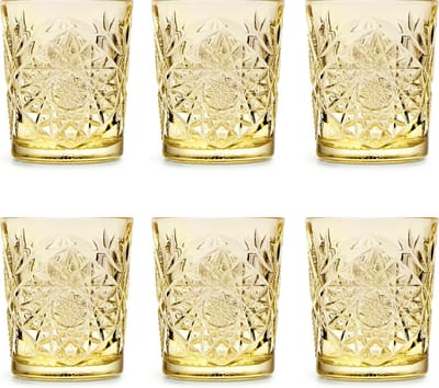 Libbey Drinkglas Hobstar Pale Yellow – 355 ml/ 35,5 cl - 6 stuks - vintage design - vaatwasserbestendig - hoge kwaliteit