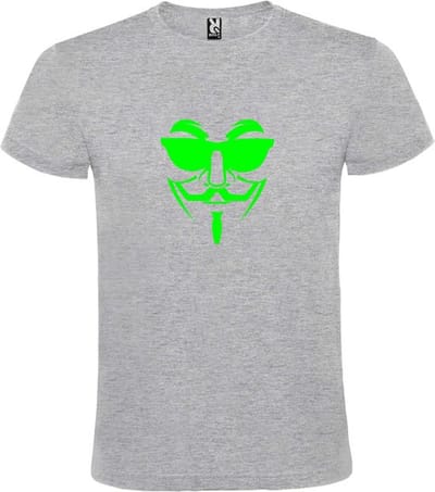 Grijs T shirt met print van " Vendetta " print Neon Groen size S