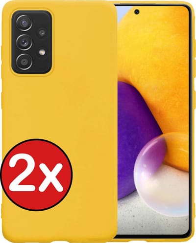 Hoesje - 2 Stuks - Geschikt voor Samsung Galaxy A72 - Sterk & Shockproof - Telefoonhoes - Back Cover - Case Siliconen - Telefoon Hoes - Geel