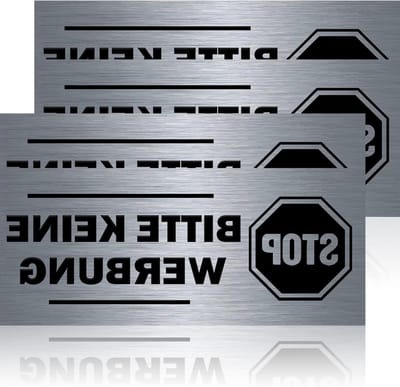 Set van 2 RVS Briefbus Stickers, 70 x 30 mm, Zelfklevend, Roestvrij en Duurzaam, Geen Reclame voor de Brievenbus
