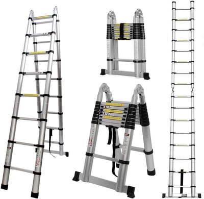 Telescopische Vouwladder Aluminium Maximaal 150 kg Zilver/Geel