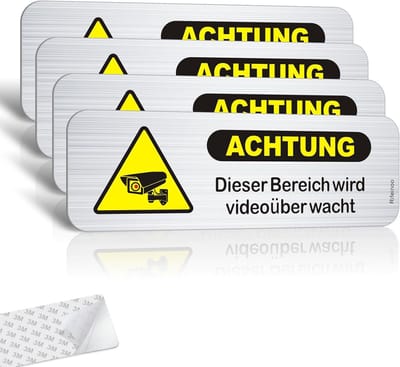 Waarschuwingsbordjes - Camerabewaking - Beveiliging - Zelfklevend Aluminium - 15x5cm