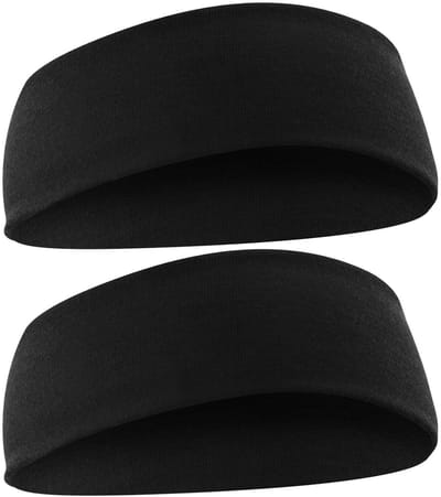 Dailygoody - Sportbanden - Elastische haarbanden - Antislip voor training - Zwart - Zweetbanden - Geschikt voor joggen en fitness - 2 stuks