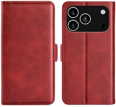 MobyDefend Hoesje - Geschikt voor iPhone 17 Pro - Luxe Wallet Book Case (Sluiting Zijkant) - Rood