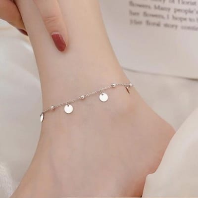 925 Sterling Zilver Kwastje Slangenschakel Ketting Zeemeermin Link Ketting Enkelband Mode Strand Sieraden Voor Vrouwen Meisjes Feest Verjaardag A018 beige