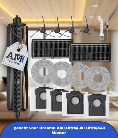 Voor Dreame X40 Ultra/L40 Ultra/X40 Master Robotstofzuiger & Dweil Vervangingsonderdelen Kit - Compleet Accessoireset met -Klitten Borstel, HEPA Filter, Stofzak, Dweilpad & Zijborstel - Compatibel met Robotstofzuigers