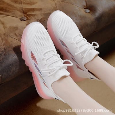 Damesschoenen jelly zachte zool casual damesschoenen veelzijdige sport damesschoenen ademende sportschoenen sneakers 35 white