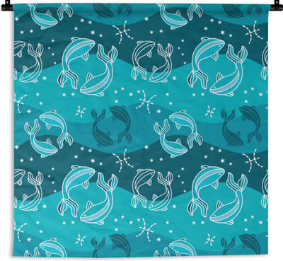 Wandkleed - Wanddoek - Vissen - Zodiac - Design - 180x180 cm - Wandtapijt