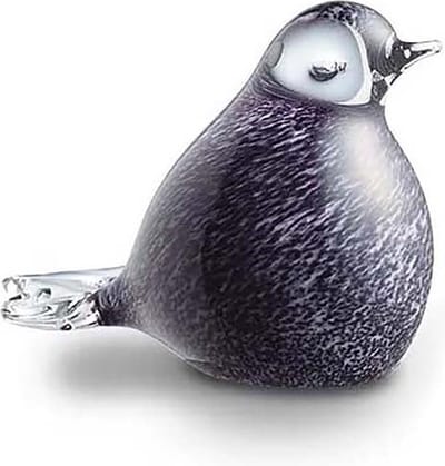 Urnencenter© Mini Urn Glasobject Vogel - Urn - Urn voor as - Urn Hond - Urn Kat - Mini Urn Glas - Zwart/Wit Melange