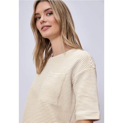 Shirt met korte mouwen en gestructureerde strepen