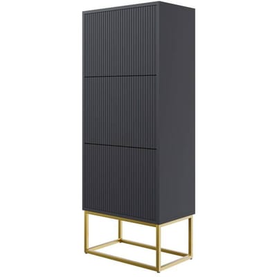 Selsey - VELDIO - Veldio schoenenkast met drie niveaus - gouden poten - 50 cm - Zwart
