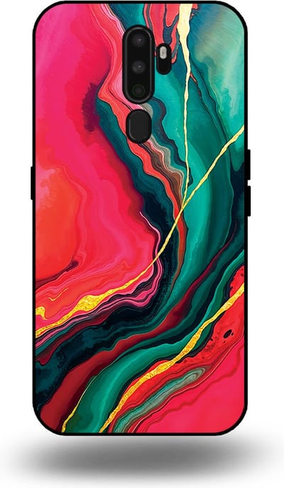 Smartphonica Telefoonhoesje Geschikt voor OPPO A5 2020 met Rood Groen Marmer Opdruk - TPU Backcover Case Red Green Marble Design geschikt voor OPPO A5 (2020)