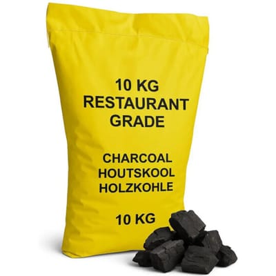 WDMT Premium Restaurantkwaliteit Houtskool 10KG – 100% Natuurlijke Houtskool voor BBQ, Kamado, Smoker & Grill – Langdurige Verbranding & Hoge Hitte