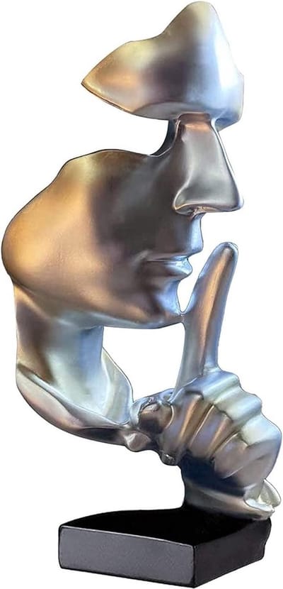 Abstracte Kunst Sculptuur - Zwijgende Denker Beeld - Woonkamer Decoratie - Verfijnd Hars Materiaal - 285 cm Hoog - Zilver