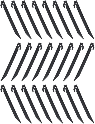 Allecto - Tent Pegs - Plastic Tent Haringen voor Tuin en Camping - 24x 230mm - Sterke en Betrouwbare Tent Pegs - Ideaal voor Buiten - Zwart Model