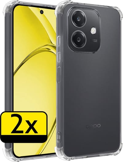 Hoesje - 2 Stuks - Geschikt voor OPPO A40 - Sterk & Shockproof - Siliconen Case - Back Cover - Telefoon Hoes Shock Proof - Telefoonhoesjes - Transparant