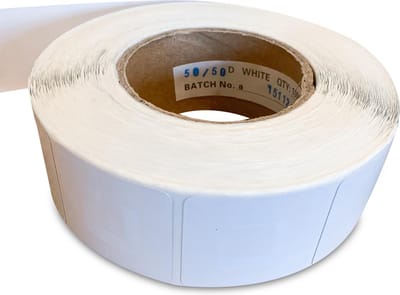 1000st Beveiligingsstickers EAS RF 8,2Mhz 5cm x 5cm WIT Stickerlabels Softtags tegen winkeldiefstal. Geschikt voor elk RF Radio-Frequent detectiesysteem. Zelfklevende Beveiligingstags voor Artikelbeveiliging door ShopControl